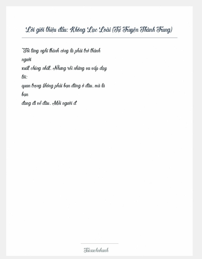 Trích đoạn Không Lạc Loài (Tự Truyện Thành Trung)
