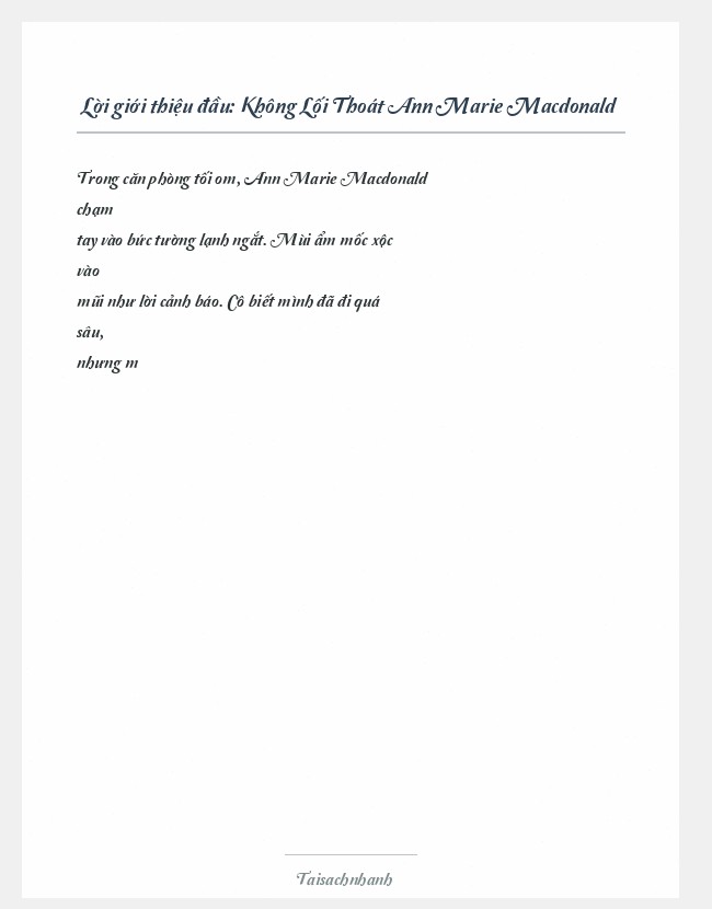 Trích đoạn Không Lối Thoát Ann Marie Macdonald