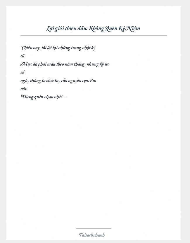 Trích đoạn Không Quên Kỷ Niệm