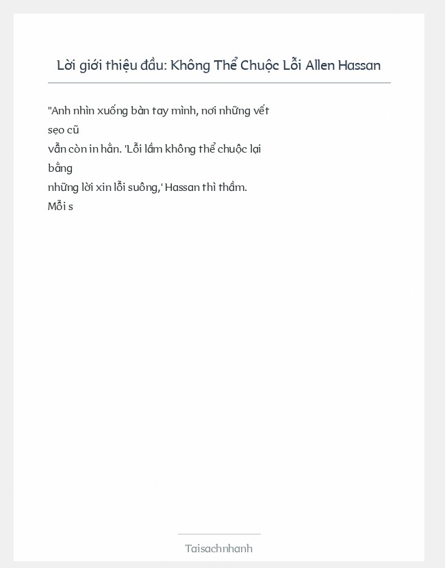 Trích đoạn Không Thể Chuộc Lỗi Allen Hassan