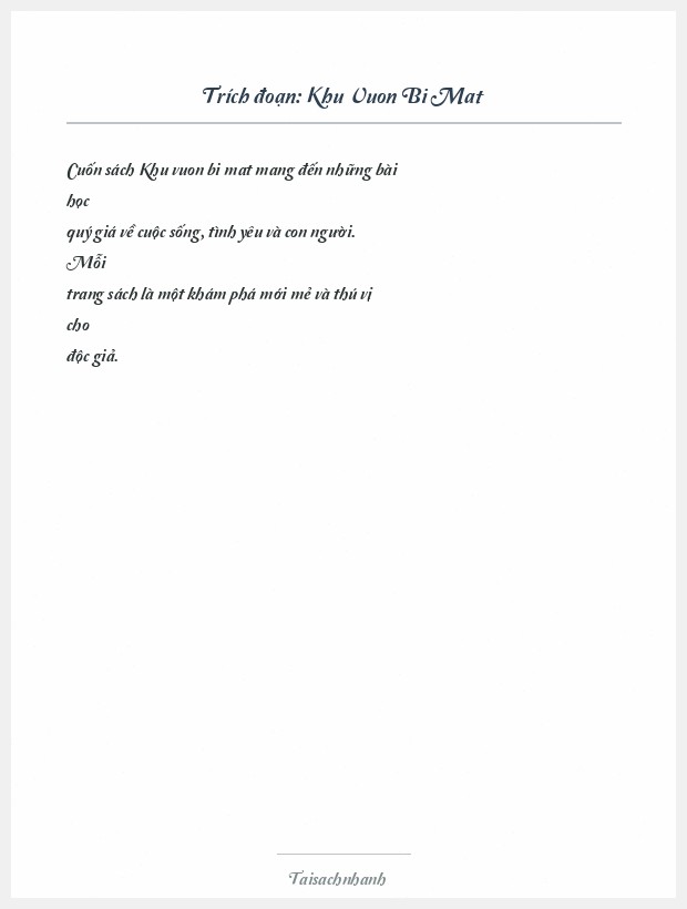 Trích đoạn Khu Vuon Bi Mat