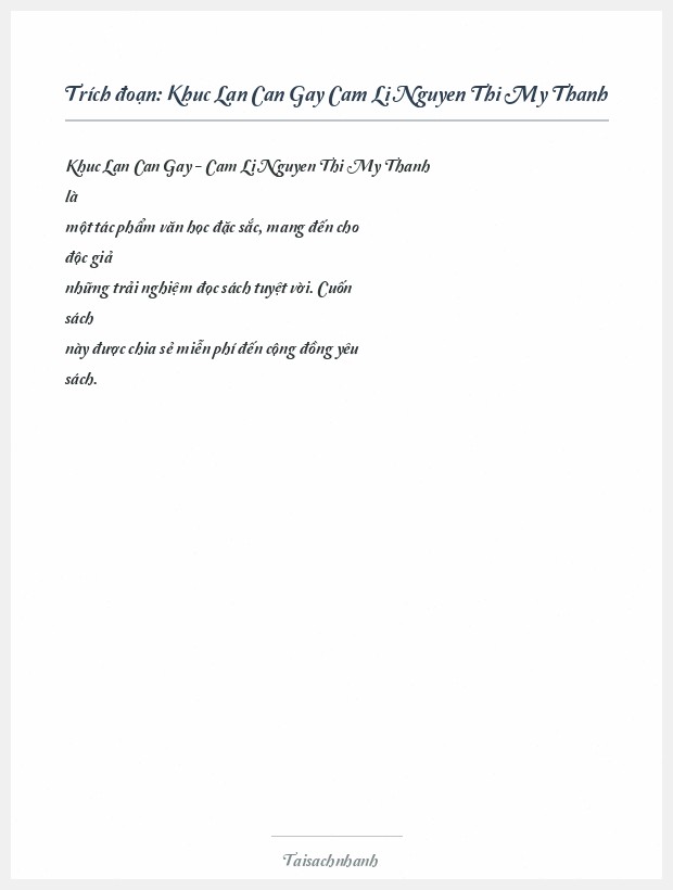 Trích đoạn Khuc Lan Can Gay Cam Li Nguyen Thi My Thanh