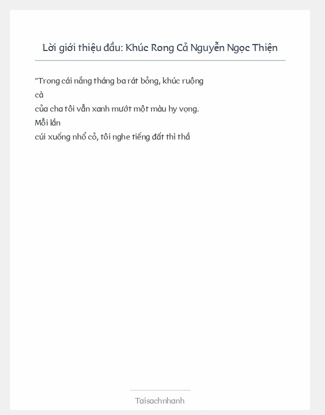 Trích đoạn Khúc Rong Cả Nguyễn Ngọc Thiện