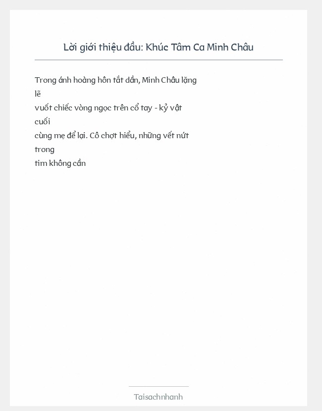 Trích đoạn Khúc Tâm Ca Minh Châu