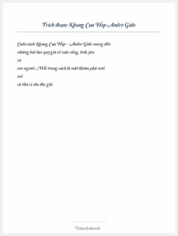 Trích đoạn Khung Cua Hep Andre Gide