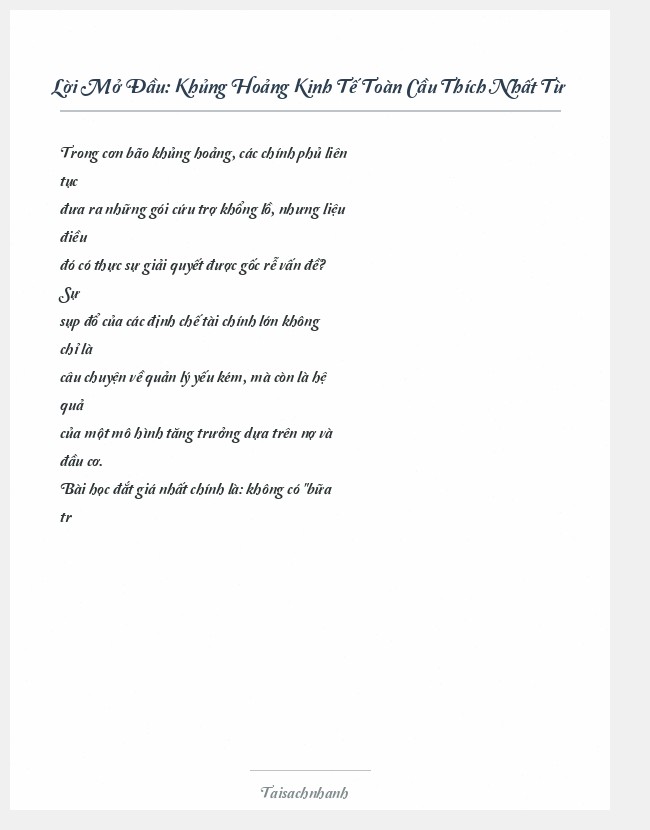 Trích đoạn Khủng Hoảng Kinh Tế Toàn Cầu Thích Nhất Từ