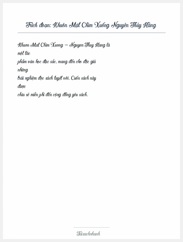 Trích đoạn Khuôn Mặt Chìm Xuống Nguyên Thủy Hằng