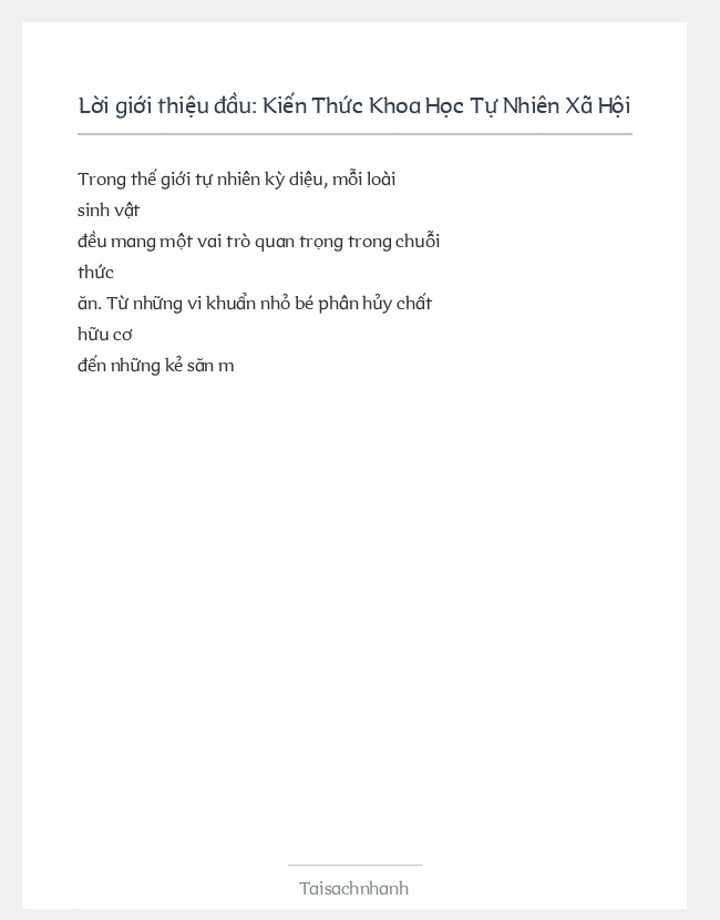 Trích đoạn Kiến Thức Khoa Học Tự Nhiên Xã Hội