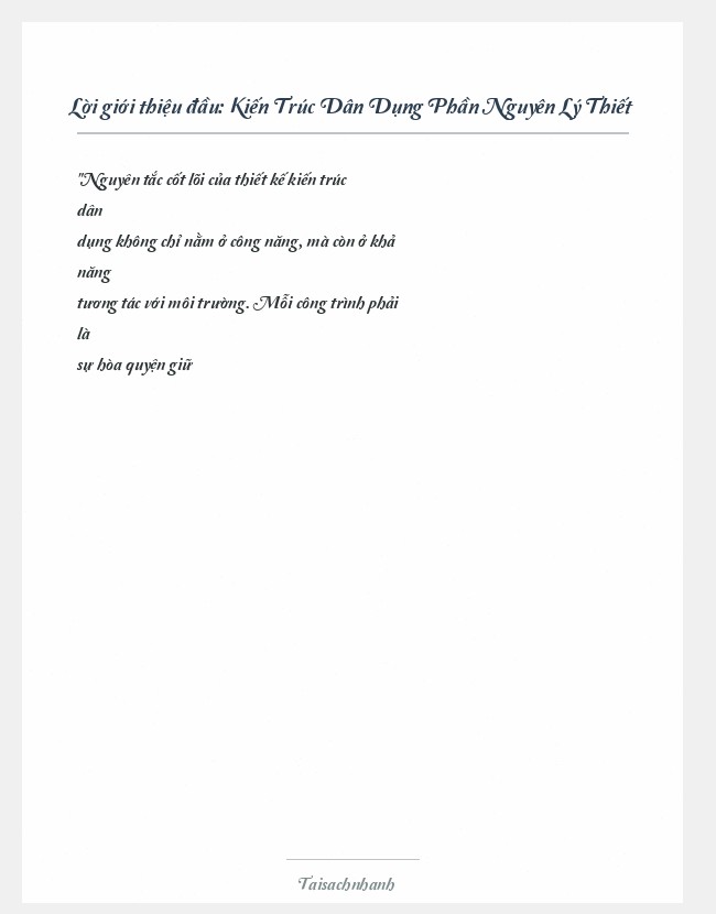 Trích đoạn Kiến Trúc Dân Dụng Phần Nguyên Lý Thiết