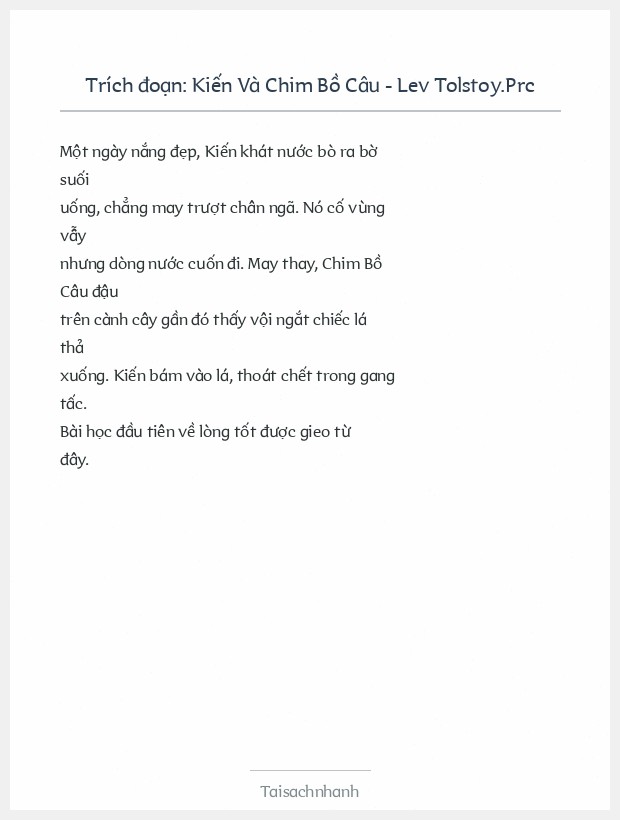 Trích đoạn Kiến Và Chim Bồ Câu - Lev Tolstoy.Prc