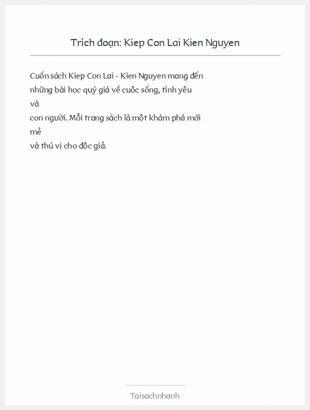 Trích đoạn Kiep Con Lai Kien Nguyen