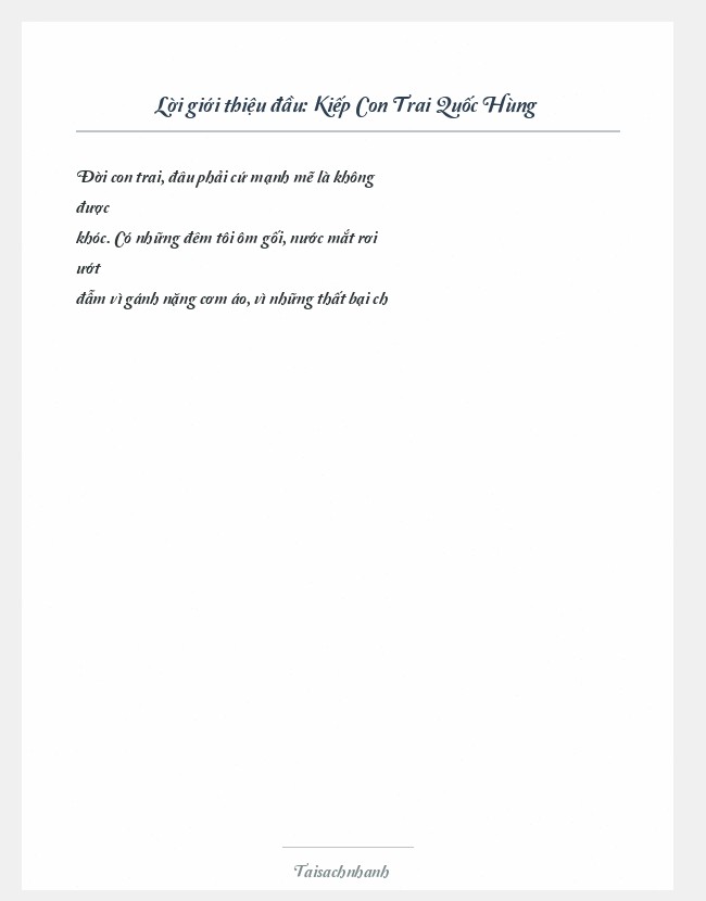 Trích đoạn Kiếp Con Trai Quốc Hùng