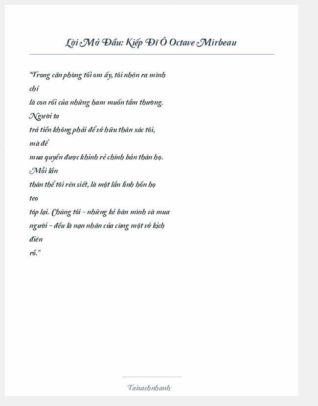 Trích đoạn Kiếp Đĩ Ô Octave Mirbeau