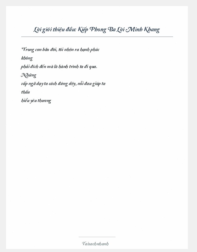 Trích đoạn Kiếp Phong Ba Lời Minh Khang