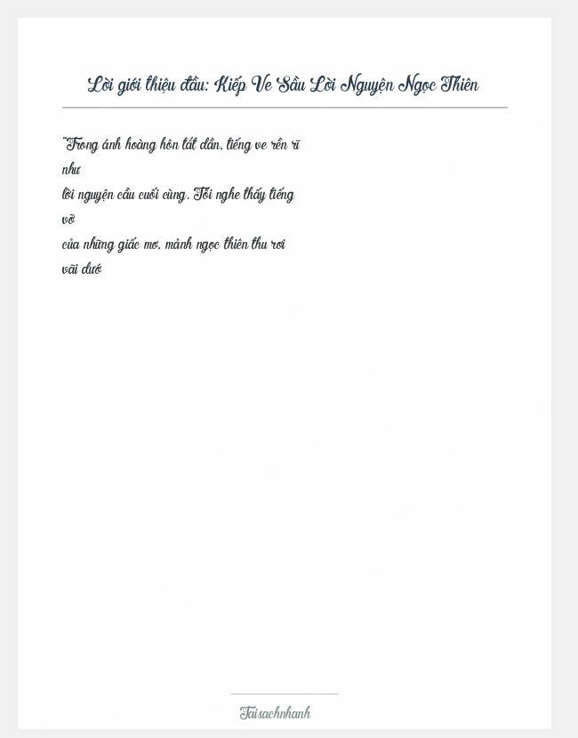Trích đoạn Kiếp Ve Sầu Lời Nguyện Ngọc Thiên
