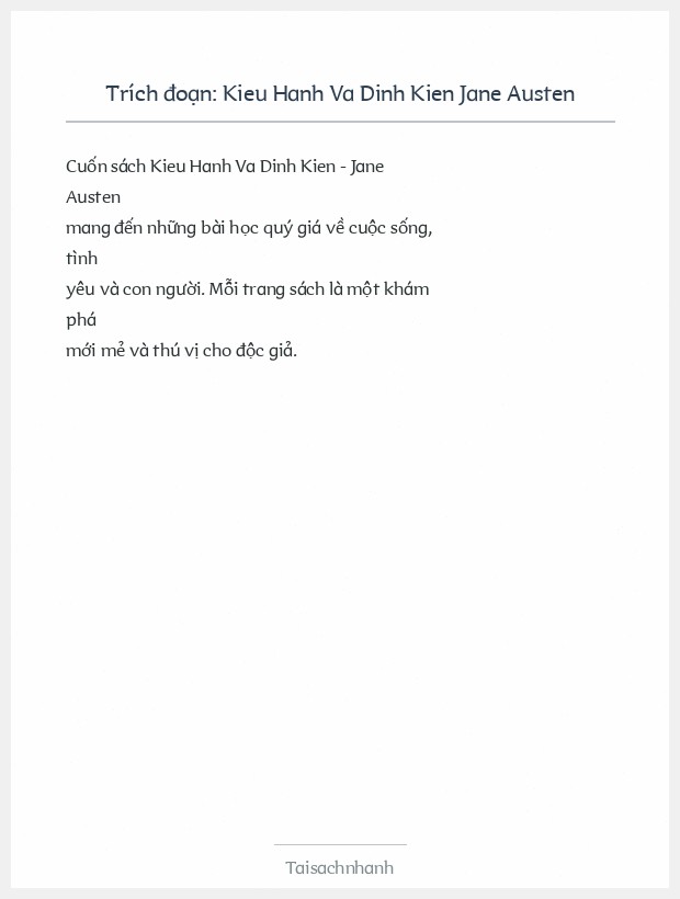 Trích đoạn Kieu Hanh Va Dinh Kien Jane Austen