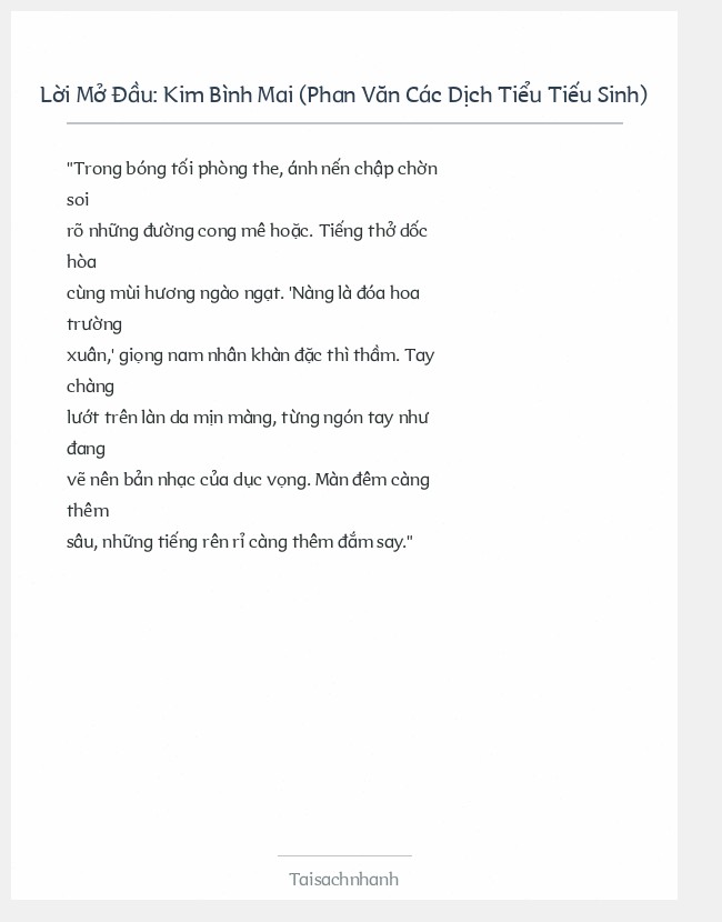 Trích đoạn Kim Bình Mai (Phan Văn Các Dịch Tiểu Tiếu Sinh)