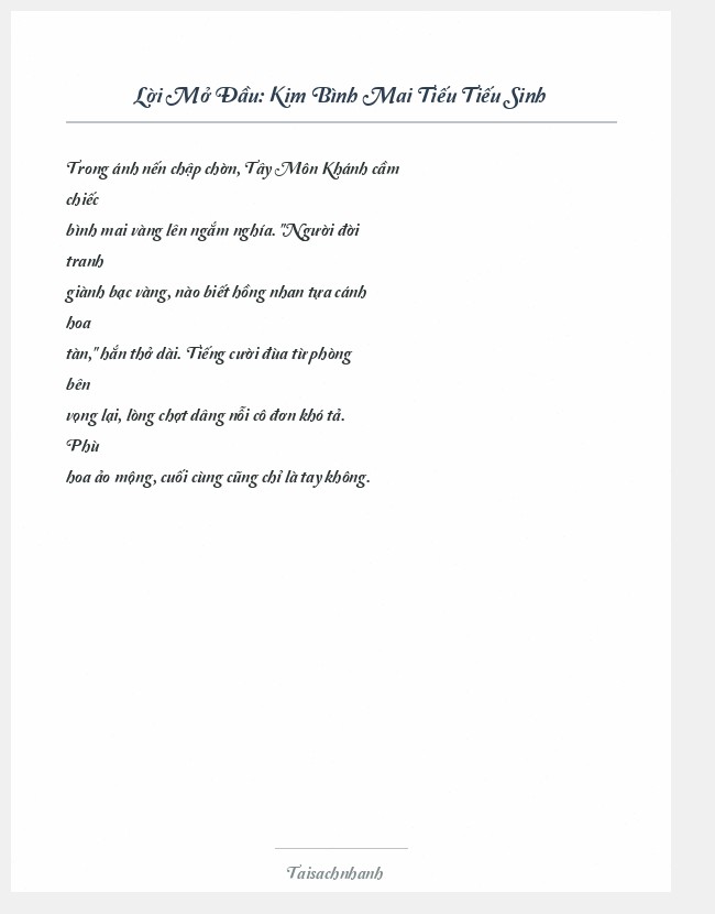 Trích đoạn Kim Bình Mai Tiếu Tiếu Sinh