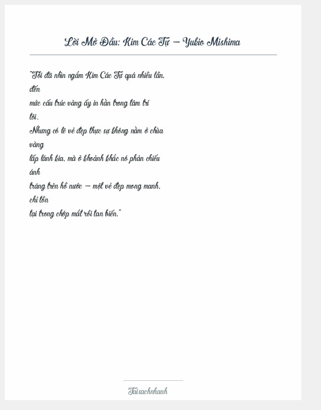 Trích đoạn Kim Các Tự - Yukio Mishima