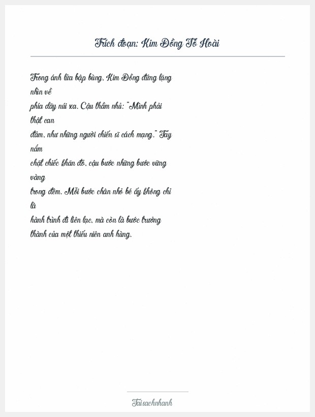 Trích đoạn Kim Đồng Tô Hoài