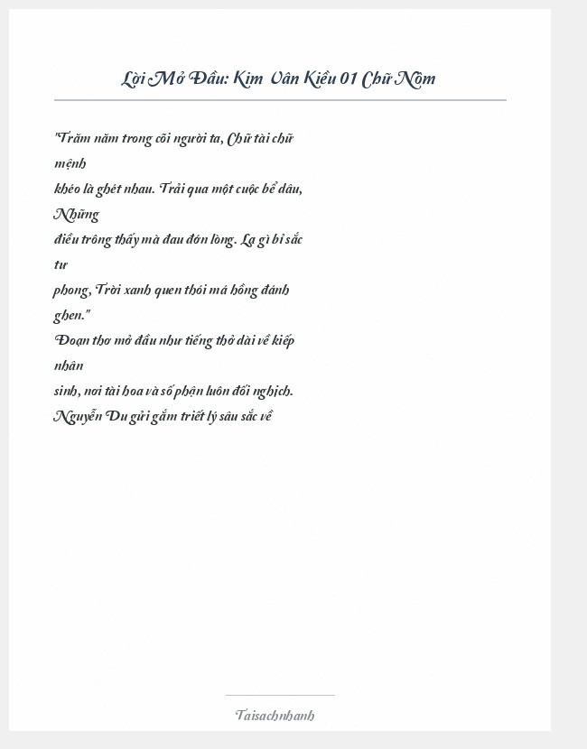 Trích đoạn Kim Vân Kiều 01 Chữ Nôm
