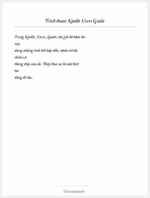 Trích đoạn Kindle Users Guide