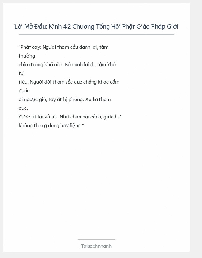 Trích đoạn Kinh 42 Chương Tổng Hội Phật Giáo Pháp Giới