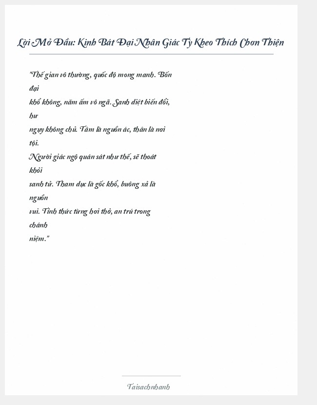 Trích đoạn Kinh Bát Đại Nhân Giác Tỳ Kheo Thích Chơn Thiện