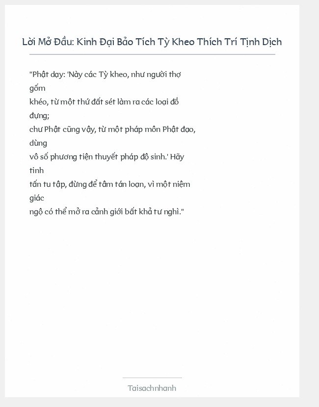 Trích đoạn Kinh Đại Bảo Tích Tỳ Kheo Thích Trí Tịnh Dịch