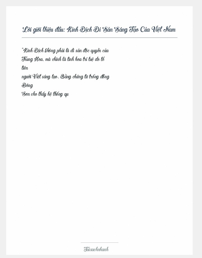 Trích đoạn Kinh Dịch Di Sản Sáng Tạo Của Việt Nam