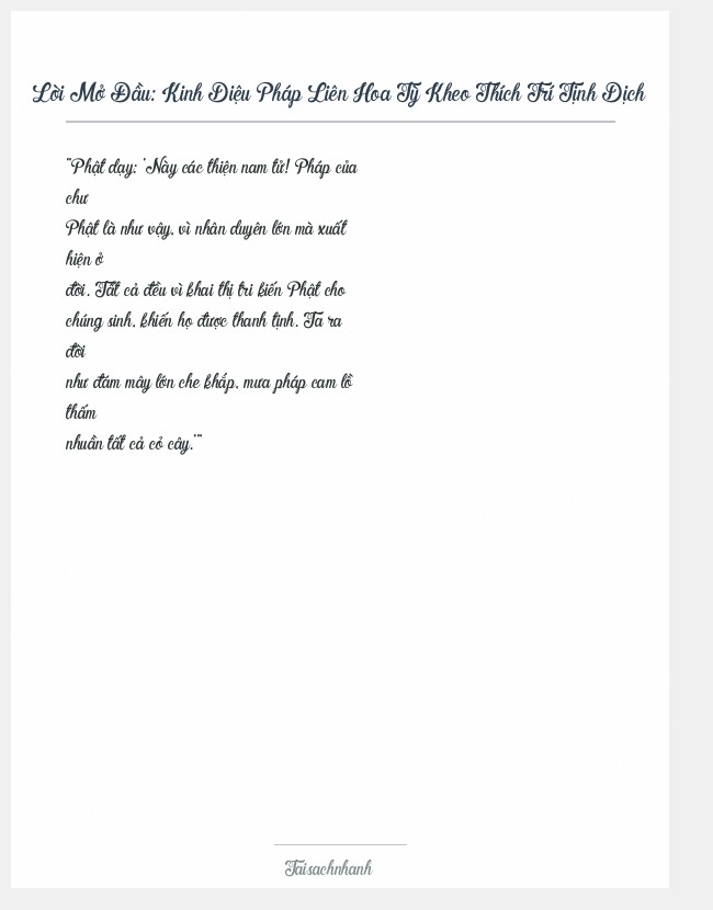 Trích đoạn Kinh Diệu Pháp Liên Hoa Tỳ Kheo Thích Trí Tịnh Dịch