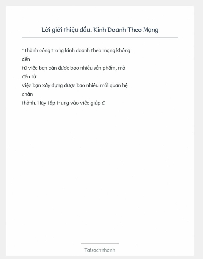 Trích đoạn Kinh Doanh Theo Mạng