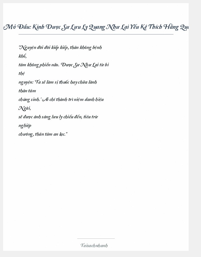 Trích đoạn Kinh Dược Sư Lưu Ly Quang Như Lai Yếu Kệ Thích Hằng Quang