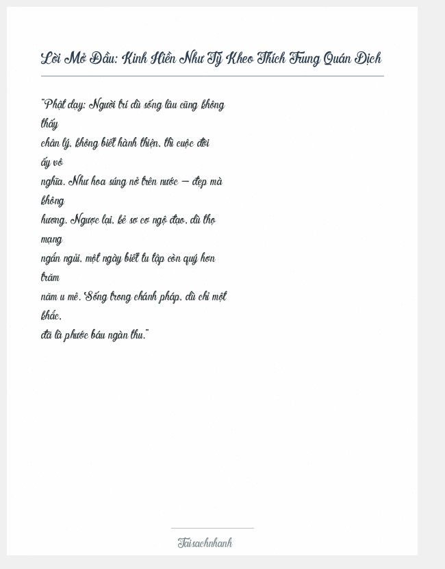 Trích đoạn Kinh Hiền Như Tỳ Kheo Thích Trung Quán Dịch