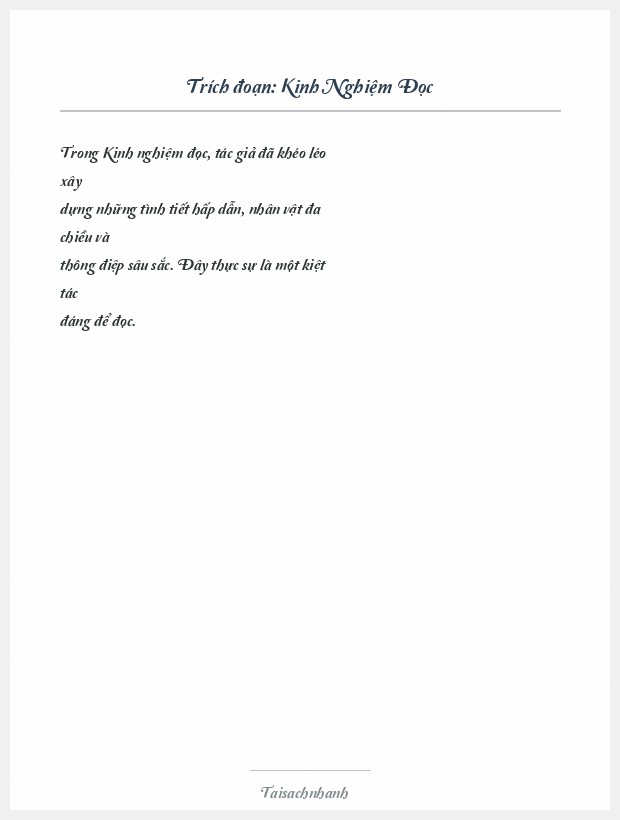 Trích đoạn Kinh Nghiệm Đọc