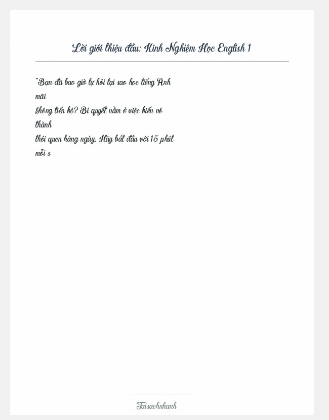 Trích đoạn Kinh Nghiệm Học English 1