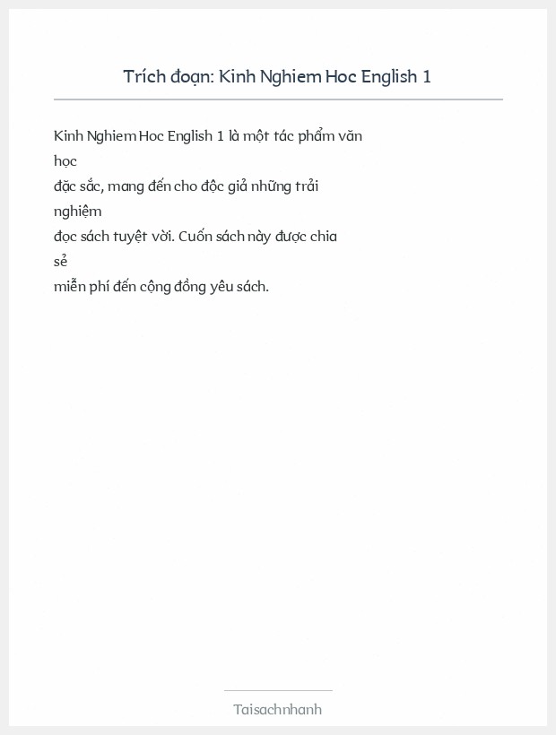 Trích đoạn Kinh Nghiem Hoc English 1