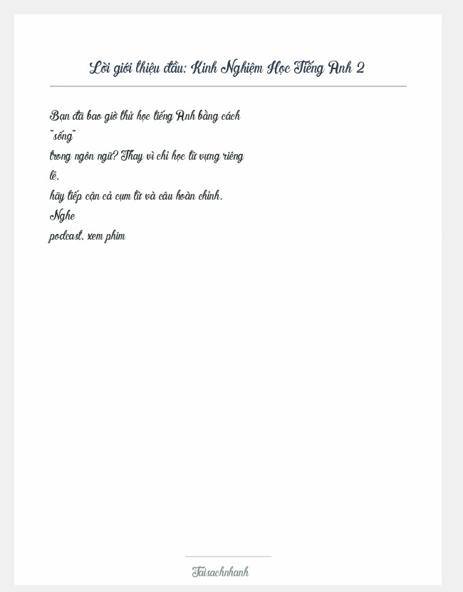 Trích đoạn Kinh Nghiệm Học Tiếng Anh 2