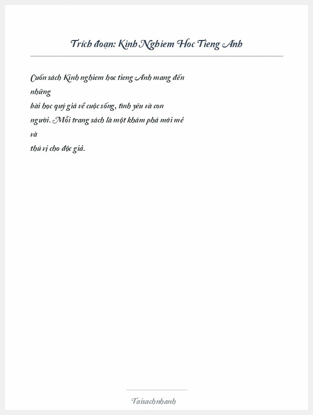 Trích đoạn Kinh Nghiem Hoc Tieng Anh