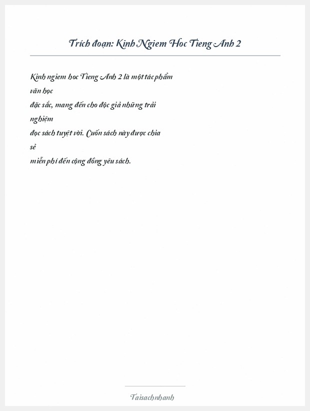 Trích đoạn Kinh Ngiem Hoc Tieng Anh 2