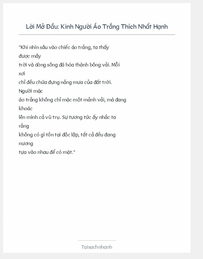 Trích đoạn Kinh Người Áo Trắng Thích Nhất Hạnh