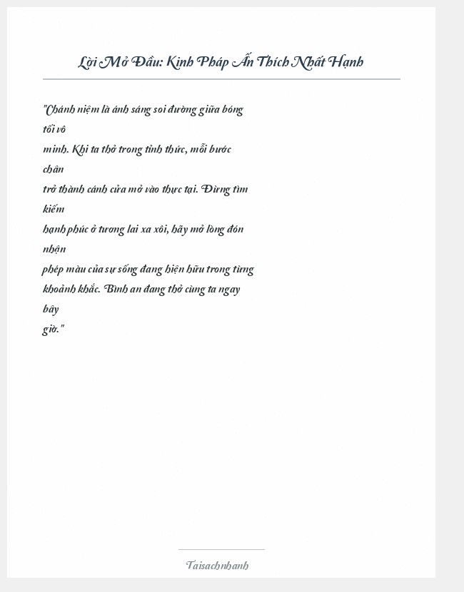 Trích đoạn Kinh Pháp Ấn Thích Nhất Hạnh