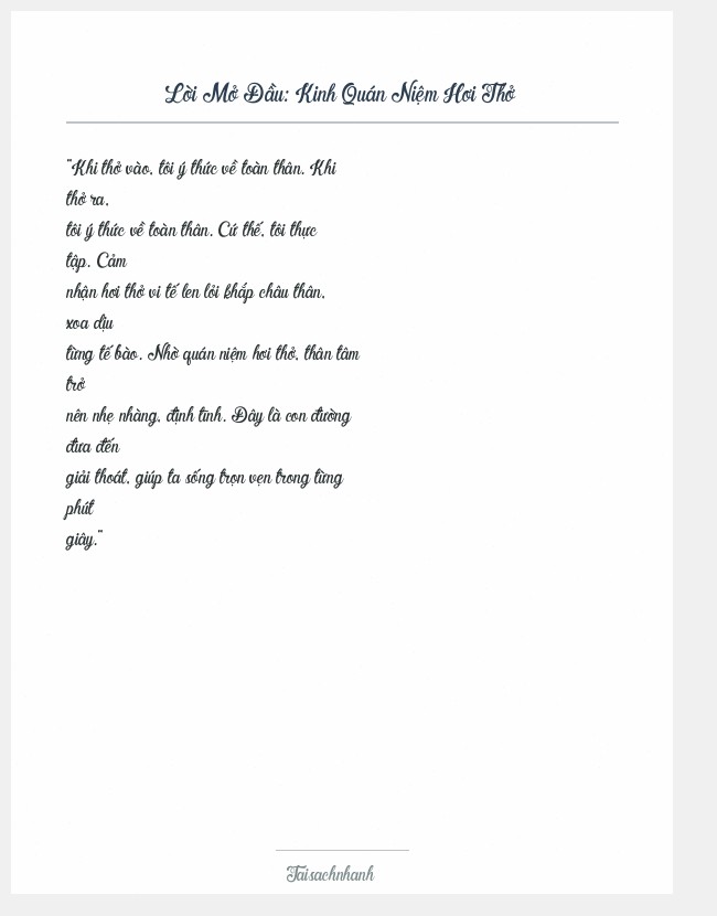 Trích đoạn Kinh Quán Niệm Hơi Thở