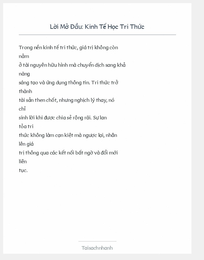 Trích đoạn Kinh Tế Học Tri Thức