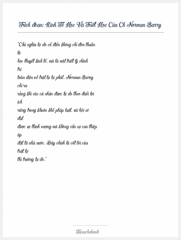 Trích đoạn Kinh Tế Học Và Triết Học Của Ch Norman Barry