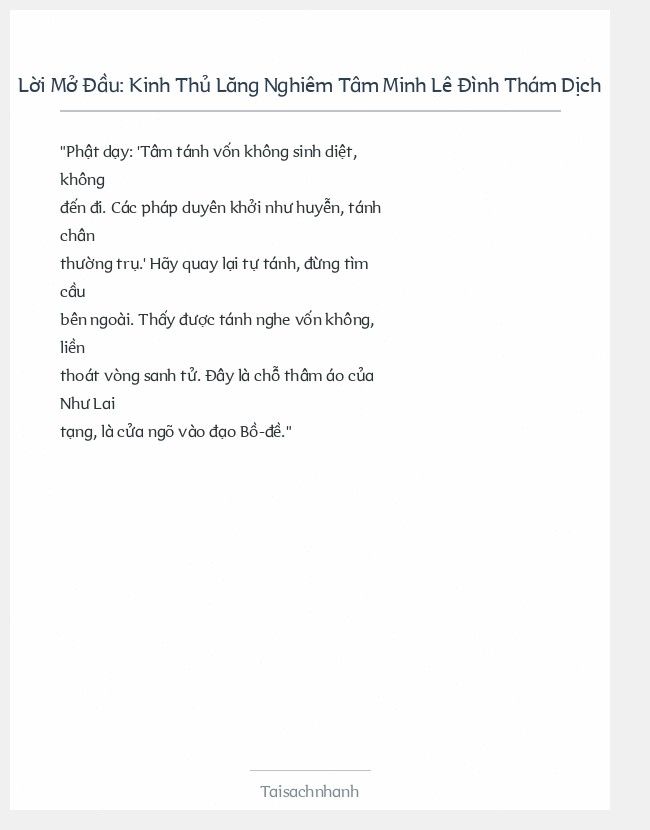 Trích đoạn Kinh Thủ Lăng Nghiêm Tâm Minh Lê Đình Thám Dịch