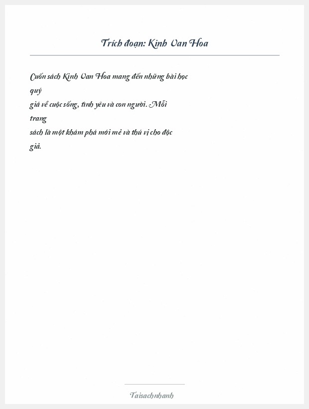 Trích đoạn Kinh Van Hoa