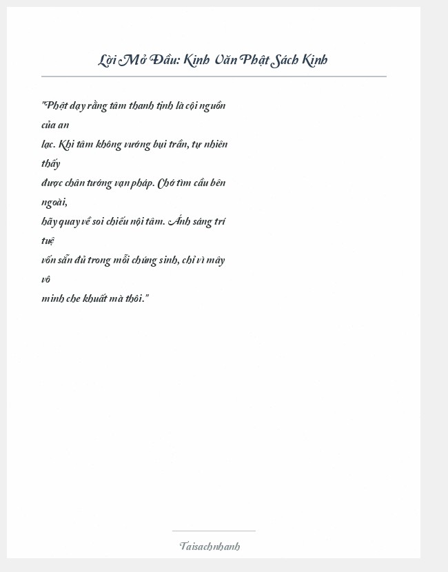 Trích đoạn Kinh Văn Phật Sách Kinh