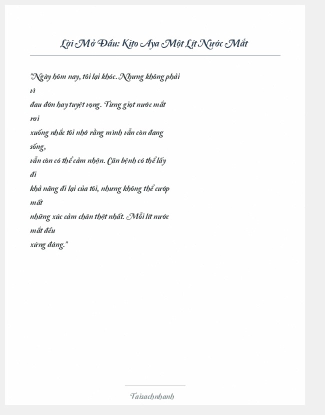 Trích đoạn Kito Aya Một Lít Nước Mắt