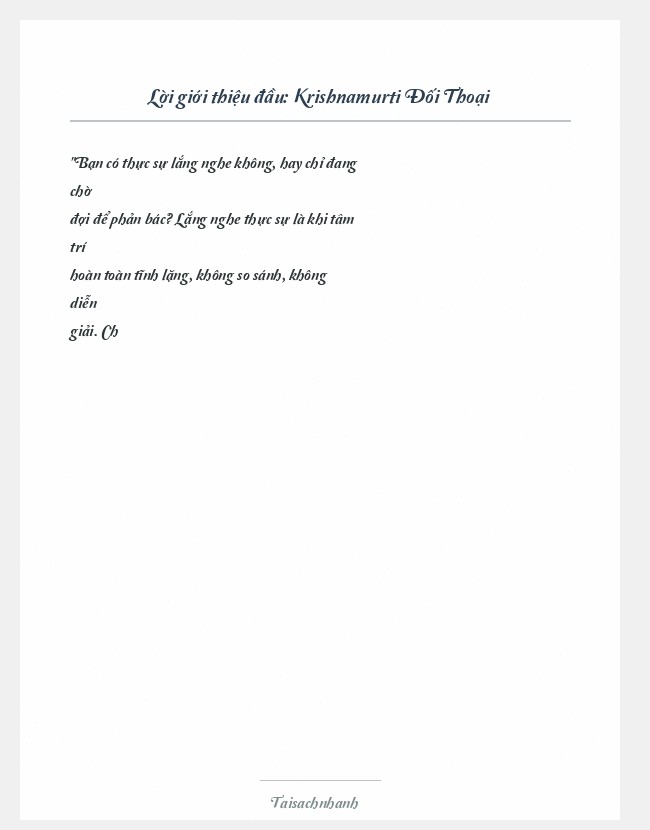 Trích đoạn Krishnamurti Đối Thoại